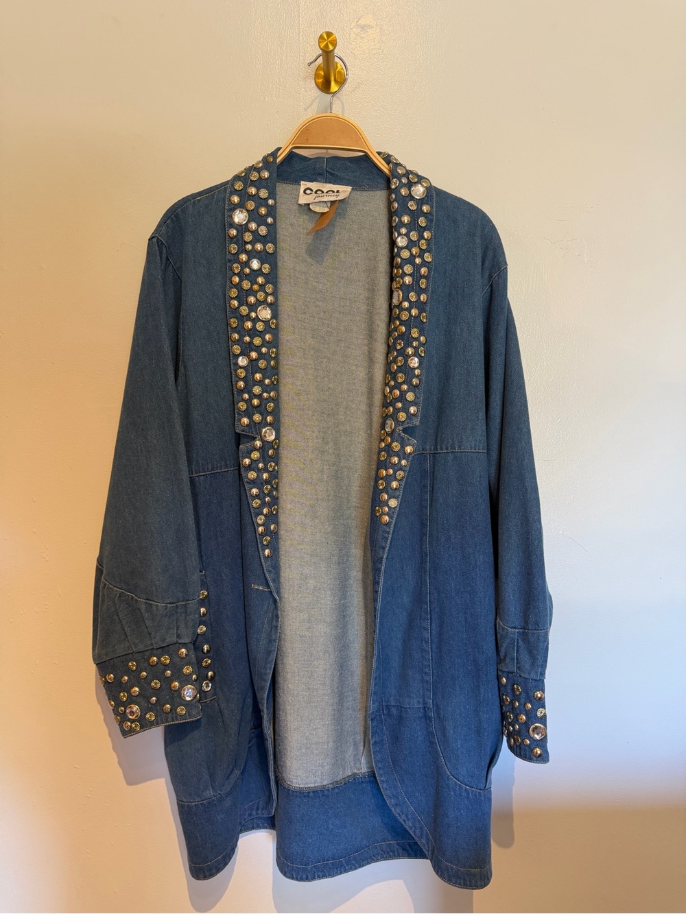 Denim Stud-Embellished Jean Jacket - Blue
